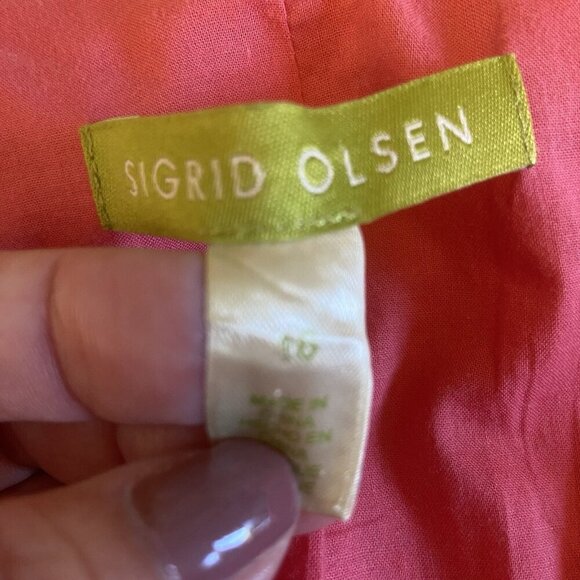 Sigrid Olsen Womens Linen Jacket Coral Pink Lined Blazer Size 16 Office Career - Picture 8 of 14
